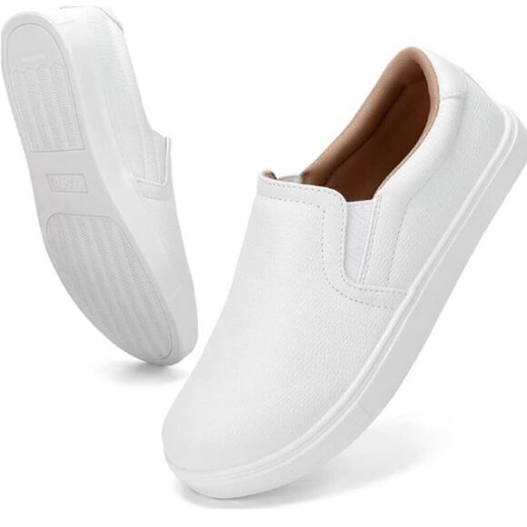 STQ Work Non Slip Size US 10 Round Toe Sneakers Shoes Slip On Women's White - Picture 1 of 11